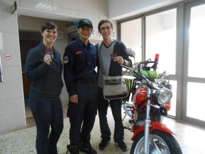 Us with our official Penghu County Fire Brigade patches and new fire fighter friend!